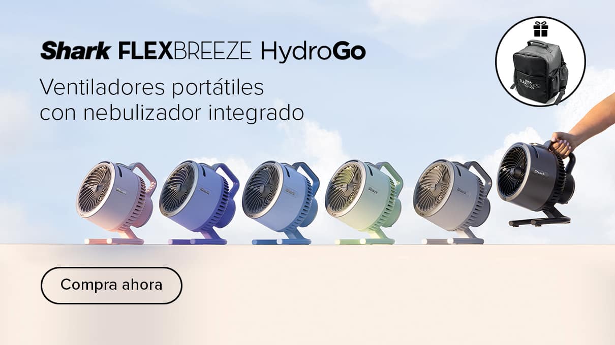 Ventilador portátil de sobremesa Shark FlexBreeze HydroGo con nebulizador. ¡Ahora con mochila de regalo!
